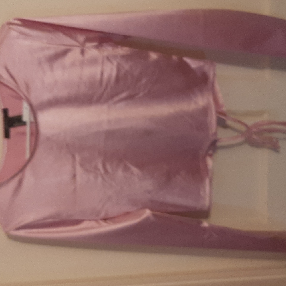 Punk satin feel open back blouse